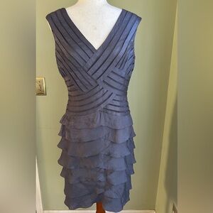 Adrianna Papell Grey Shutter Pleat Occasion Dress. Size 10. Sleeveless. Great!
